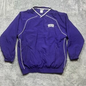 TCU Horned Frogs Russell Athletic‎ Windbreaker Pullover Men's L Purple Lined